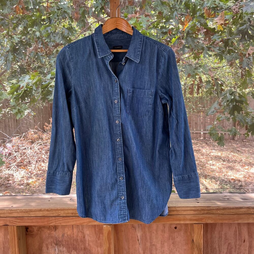 Talbots Women's Blue Denim Long Sleeve Shirt Size M